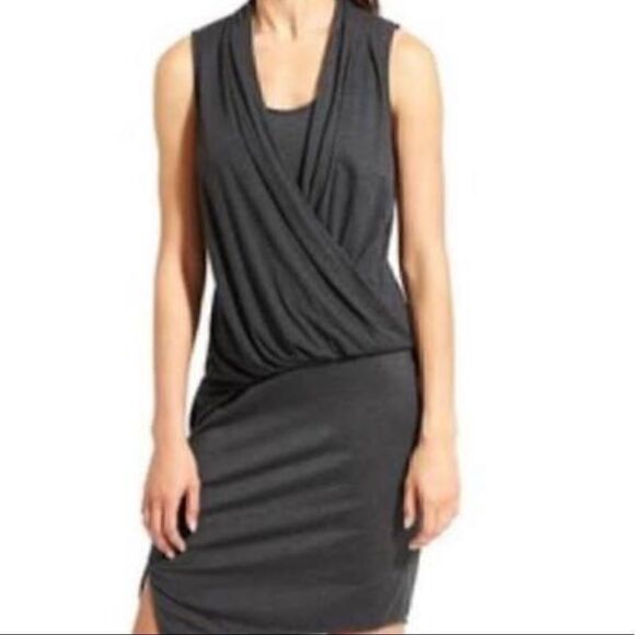 Athleta Gray Sleeveless Mini Dress XS V Neck Wrap Casual - Picture 8 of 8
